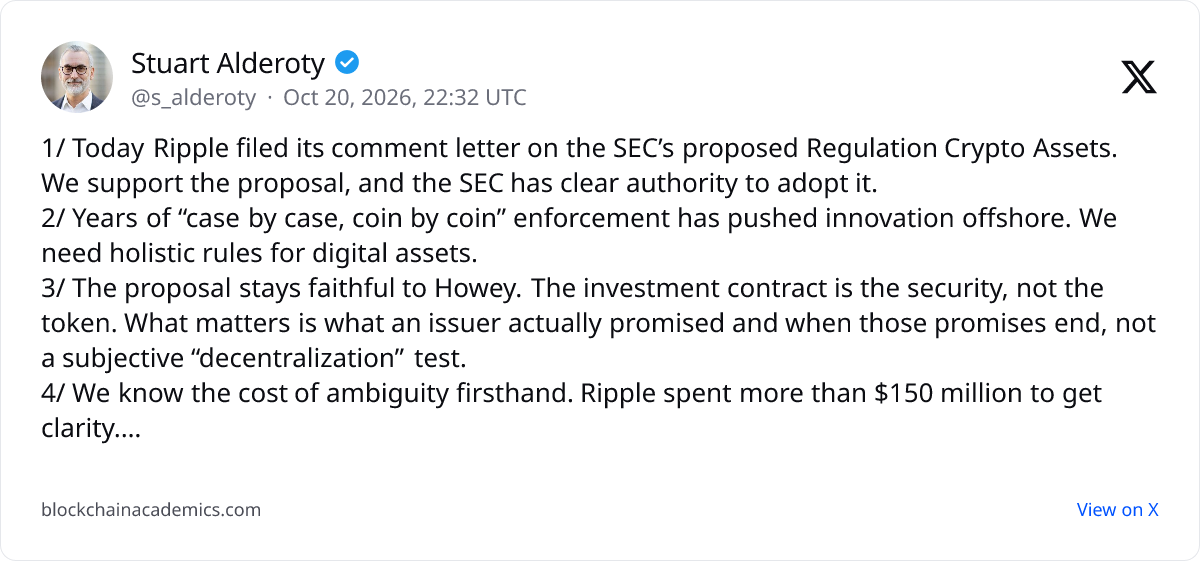 Post by @s_alderoty on X: linked from cryptopotato.com