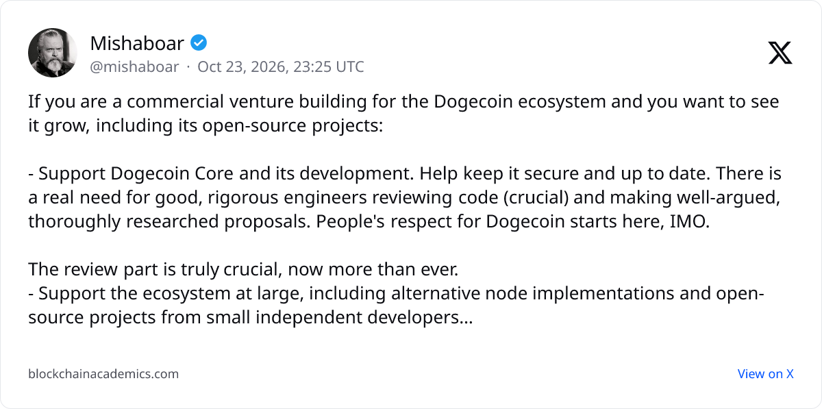 Post by @mishaboar on X: linked from blockonomi.com