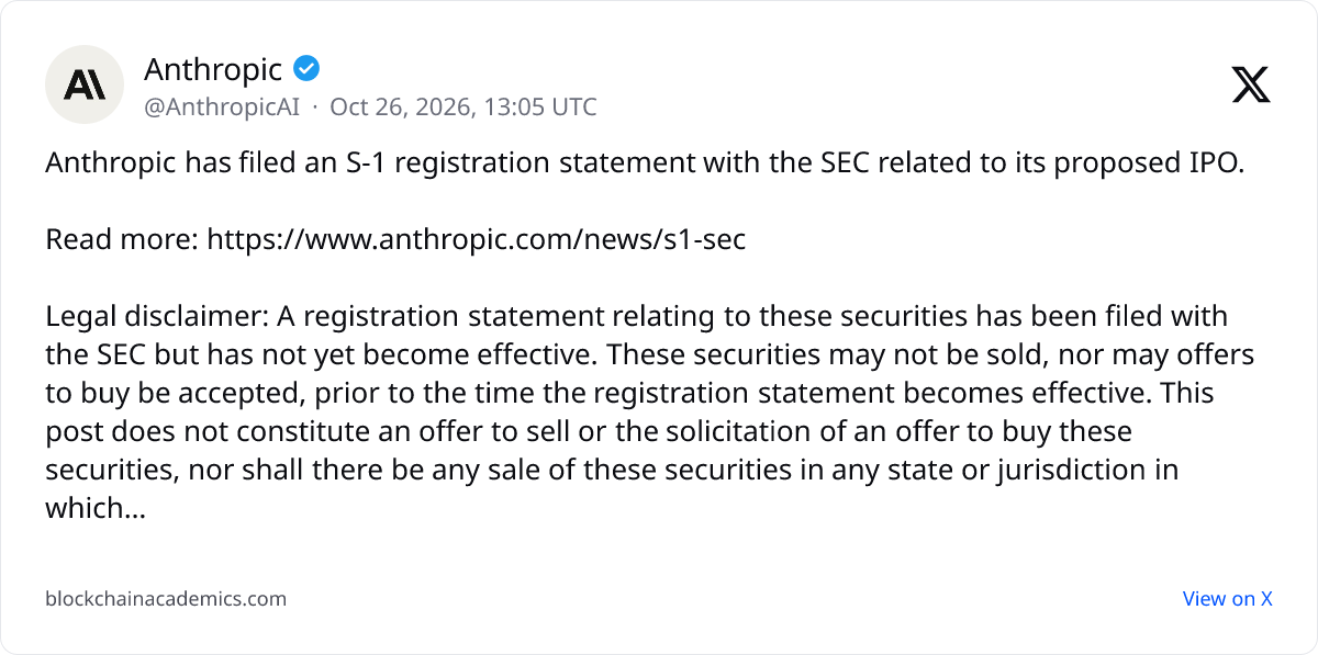 Post by @AnthropicAI on X: linked from decrypt.co