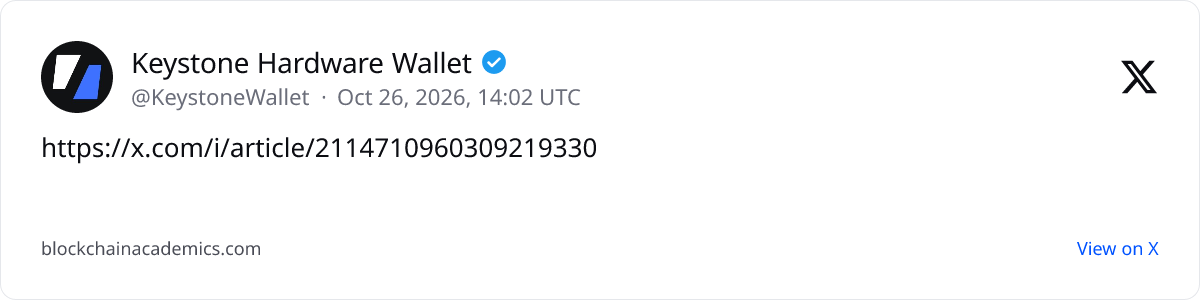 Post by @KeystoneWallet on X: linked from bankless.com