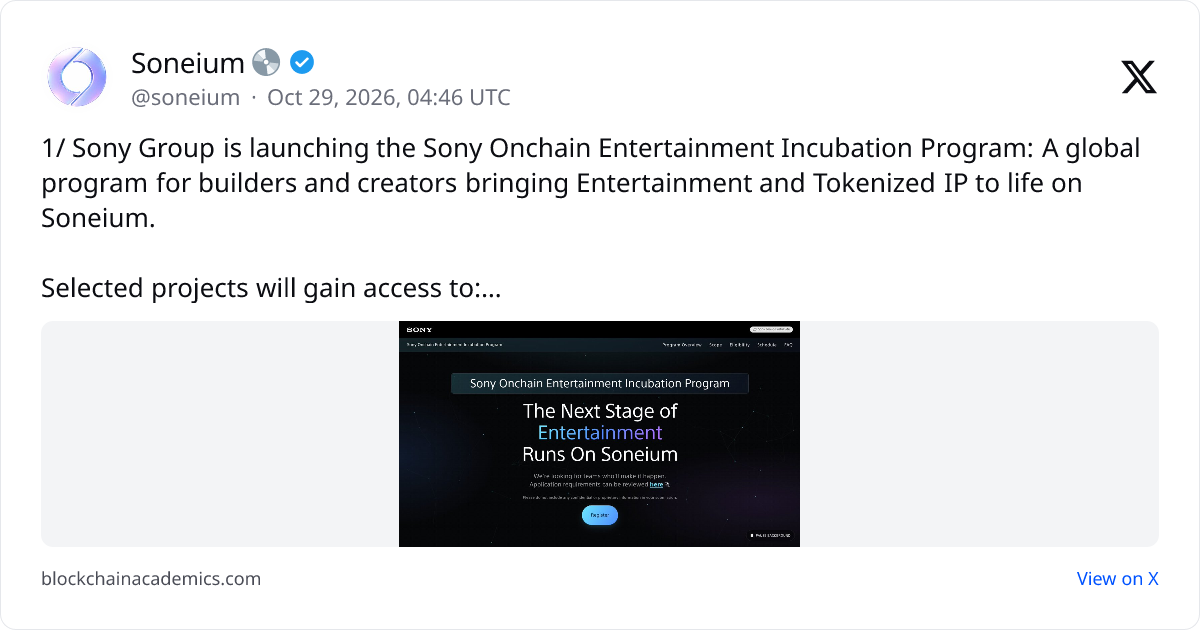 Post by @soneium on X: linked from cryptonews.com