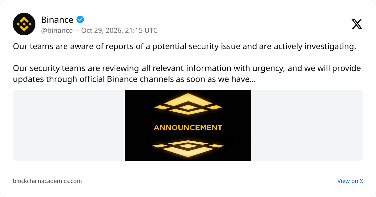 Post by @binance on X: linked from news.bitcoin.com
