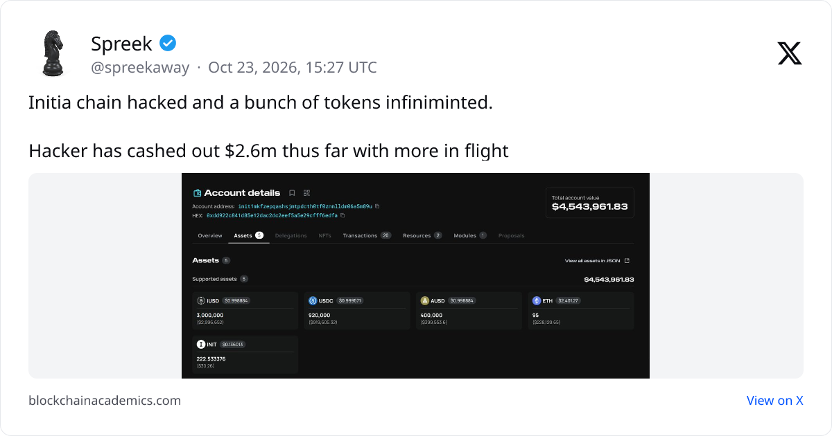 Post by @spreekaway on X: linked from cointelegraph.com
