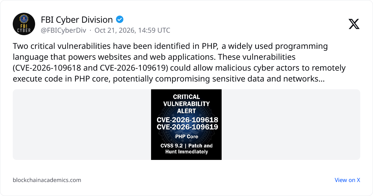 Post by @FBICyberDiv on X: linked from cointelegraph.com